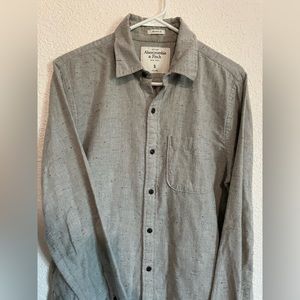 Abercrombie and Fitch Men’s Gray Flannel Confetti Button Up Shirt Small